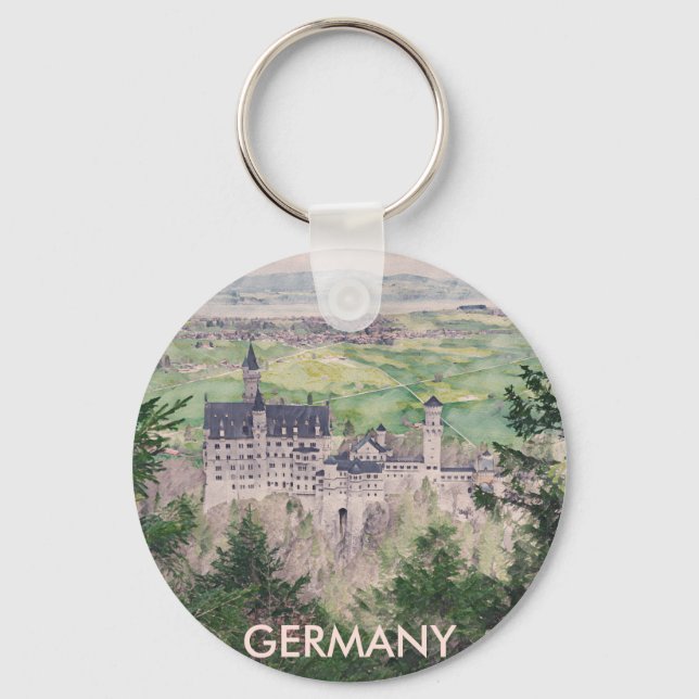 Retro Neuschwanstein Castle in Tyskland Nyckelring (Framsida)