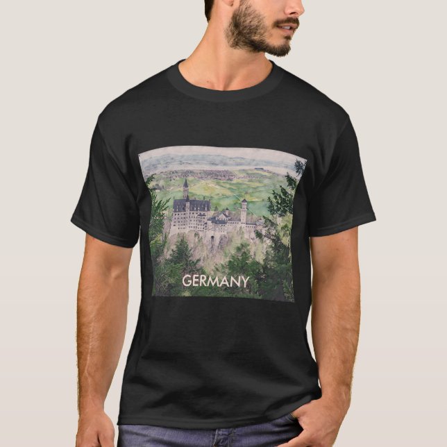 Retro Neuschwanstein Castle in Tyskland T Shirt (Framsida)