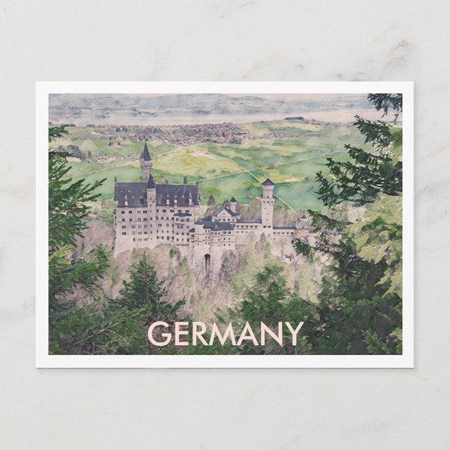 Retro Neuschwanstein Castle in Tyskland Vykort (Framsida)