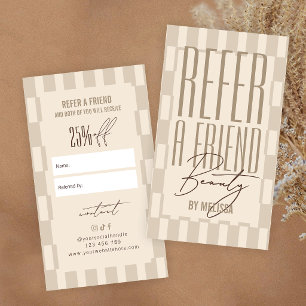Retro Neutral Beige Groovy Referera en vän Rabatt Rabattkort