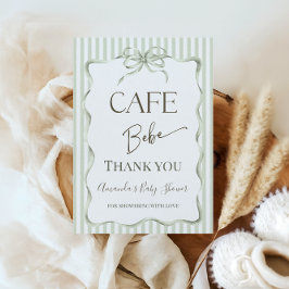 Retro Neutral Bow Cafe Bebe Coffee Baby Shower Tack Kort