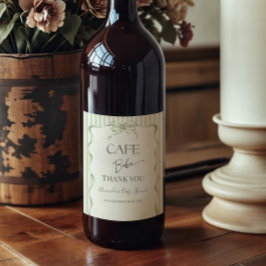 Retro Neutral Bow Cafe Bebe Coffee Baby Shower Vinflaska Etikett