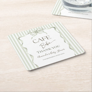 Retro Neutral Valfångst Bebe Kaffe Baby Shower Underlägg Papper Kvadrat