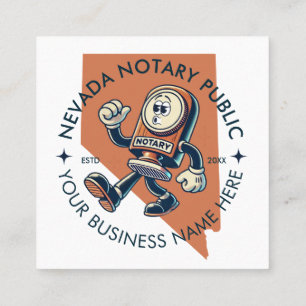 Retro Nevada Notary Public QR Code Roligt Fyrkantigt Visitkort