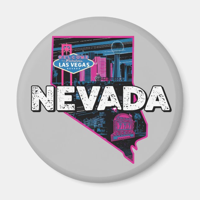 Retro Nevada Silhouette Magnet (Framsidan)