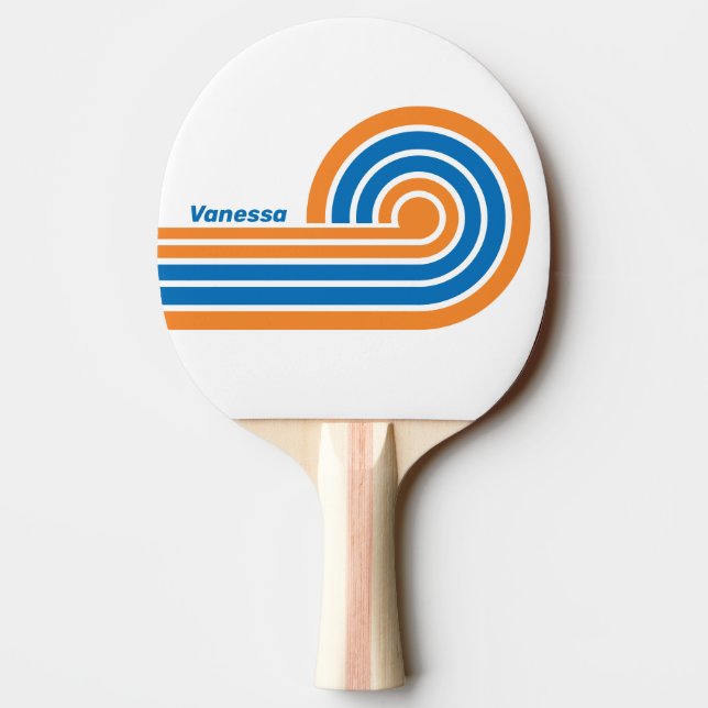 Retro New Amsterdam Curl-ränder med namn Pingisracket (Baksidan)