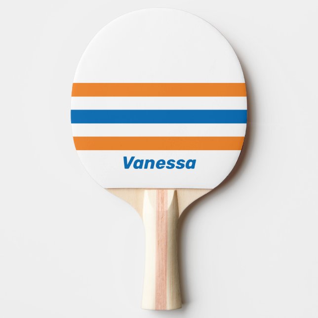 Retro New Amsterdam över randigt mönster med namn Pingisracket (Framsidan)