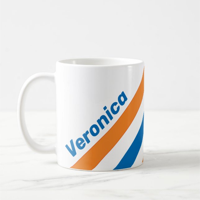 Retro New Amsterdam-ränder med namn Kaffemugg (Vänster)