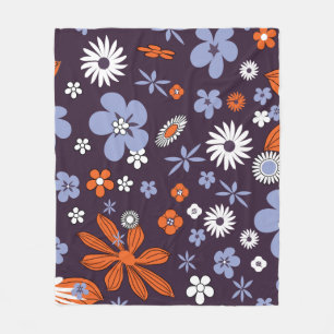 Retro New Design Blommigt Indie Flower Teckning Ae Fleecefilt