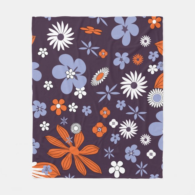 Retro New Design Blommigt Indie Flower Teckning Ae Fleecefilt (Framsidan)