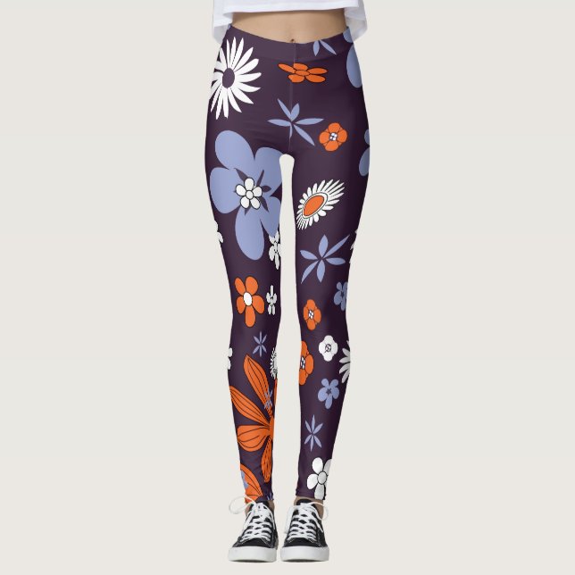 Retro New Design Blommigt Indie Flower Teckning Ae Leggings (Framsida)