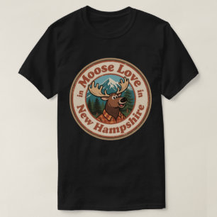 Retro New Hampshire-märke_ Älg med berg T Shirt