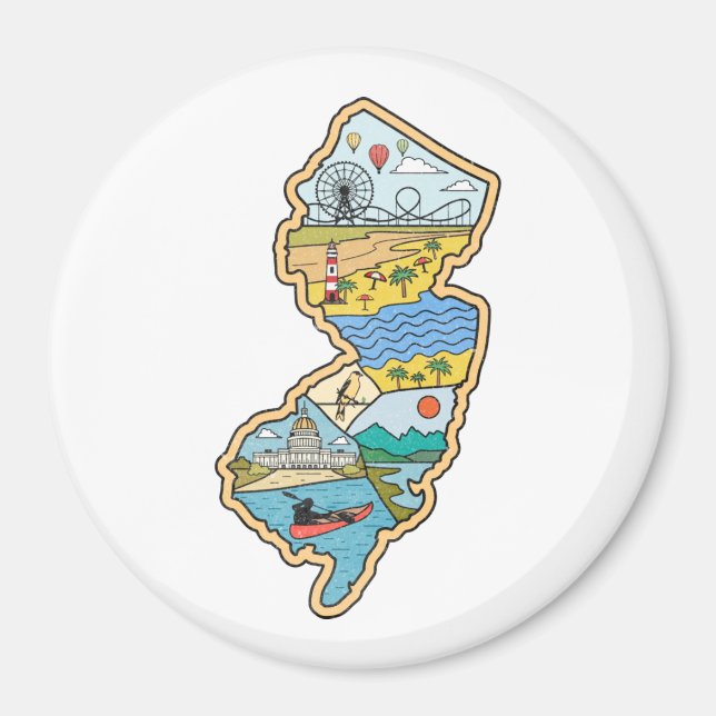 Retro New jersey Cape May Atlantic City Souvenir Magnet (Framsidan)