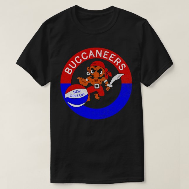 Retro New Orleans Buccaneers ABA Basketball TShirt T Shirt (Design framsida)