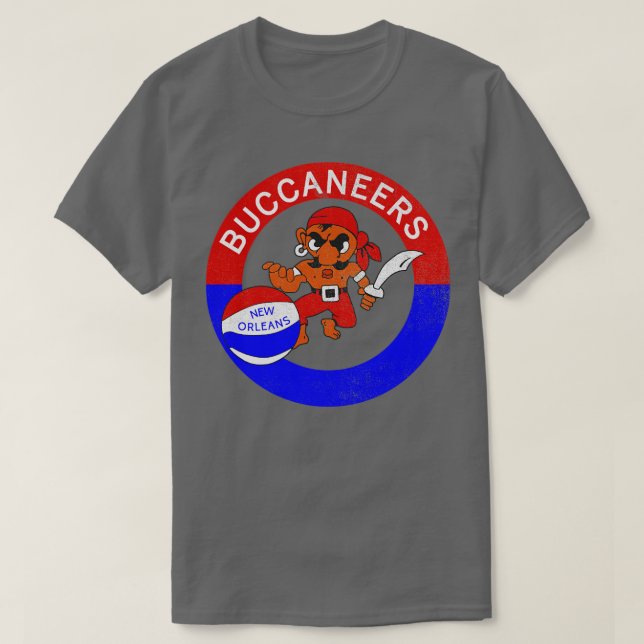 Retro New Orleans Buccaneers ABA Basketball TShirt T Shirt (Design framsida)