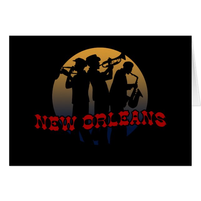 Retro New Orleans Jazz Hälsningskort (Framsidan Horizontal)