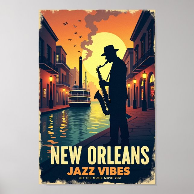 Retro New Orleans Jazz Vibes Travel Poster (Framsidan)