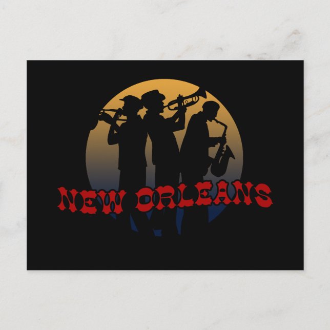 Retro New Orleans Jazz Vykort (Framsida)