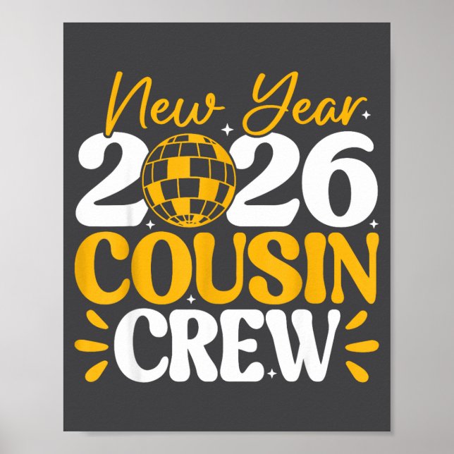Retro New Year 2026 Cousin Crew New Years Eve Nye  Poster (Framsidan)