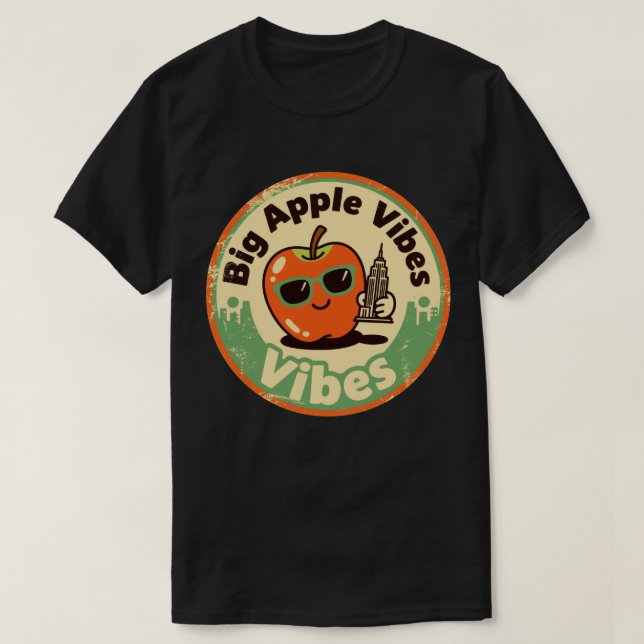 Retro New York_ Apple med Byggnad Empire state T Shirt (Design framsida)