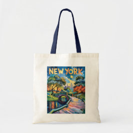 Retro New York Central Park Van Gogh Cityscape Art Tygkasse