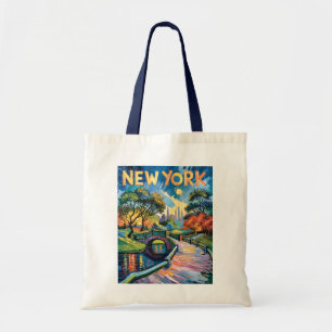 Retro New York Central Park Van Gogh Stadsmiljö Ko Tygkasse
