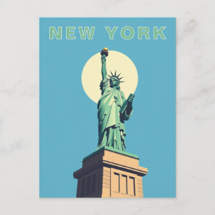 Retro New York City Frihetsgudinnan Resa Vykort