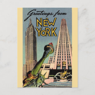 Retro New York City Hälsning Vykort