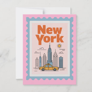 Retro New York City Resa Minimalist Stadssiluett Vykort