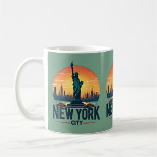 Retro New York City Siluett med Frihetsgudinnan Kaffemugg