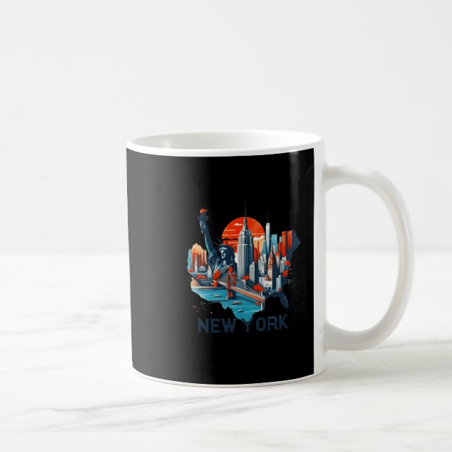 Retro New York Silhuett av Stadssiluett  Kaffemugg (Höger)