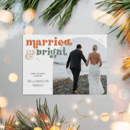 Retro Newlyged Arch Photo Married & Bright Helg Vykort