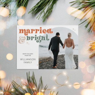 Retro Newlyged Arch Photo Married & Bright Helg Vykort