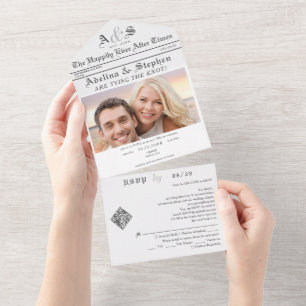 Retro Newspaper lyckligtvis allt efter QR-koden Br