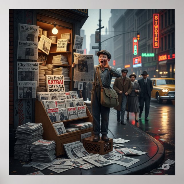 Retro Newsstand-grafik Poster (Framsidan)