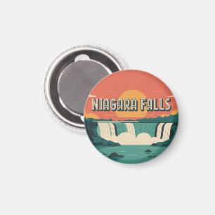 Retro Niagarafallen Solnedgång Nyckelring Magnet