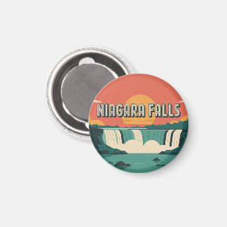 Retro Niagarafallen Solnedgång Nyckelring Magnet