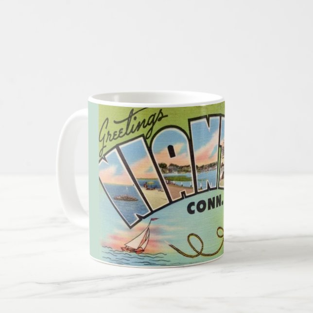 Retro Niantic Conn Postkortsmugg Kaffemugg (Framsida vänster)