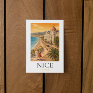 Retro Nice Côte d'Azur Promenade des Anglais Utsik Vykort