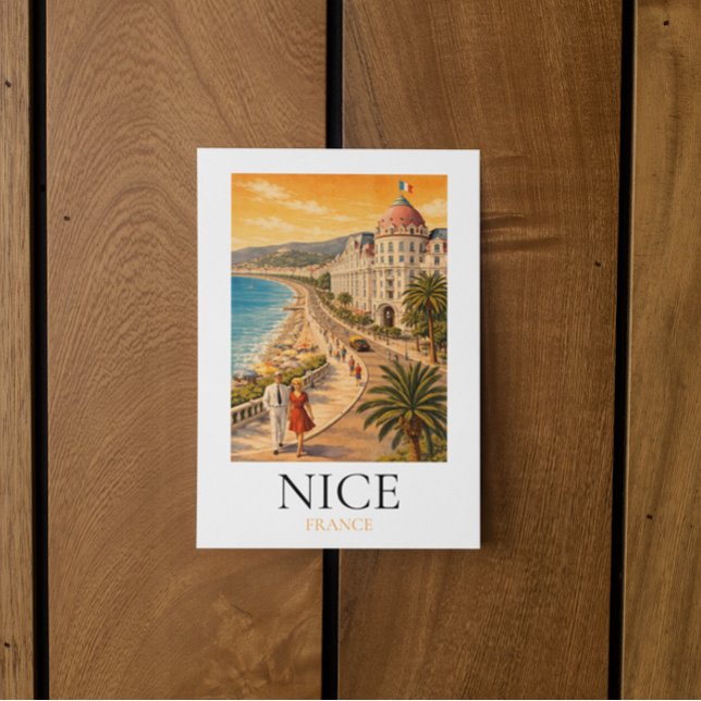 Retro Nice Côte d'Azur Promenade des Anglais Utsik Vykort (Retro Nice Côte d’Azur Promenade des Anglais View Postcard)