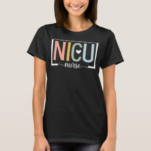 Retro NICU Nurse ICU Neonatal Rainbow Team Tiny Hu T Shirt