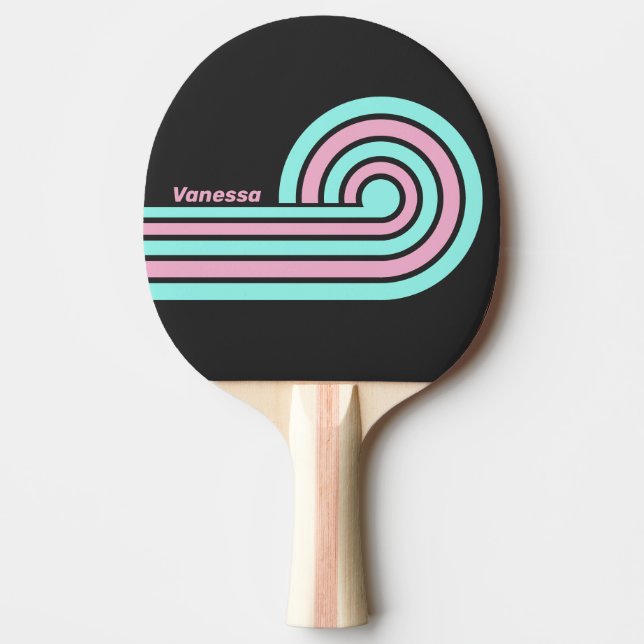 Retro Night Prism Curl-ränder med namn Pingisracket (Framsidan)