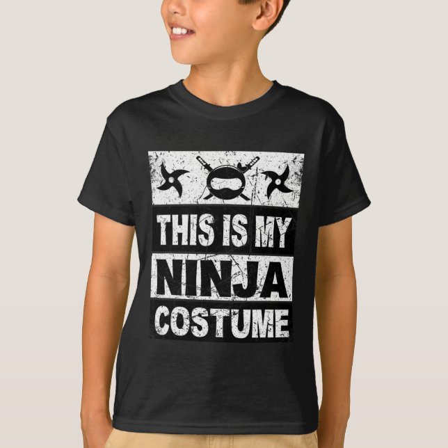 Retro Ninja Costume Halloween for Boy Kids Manar T Shirt (Framsida)