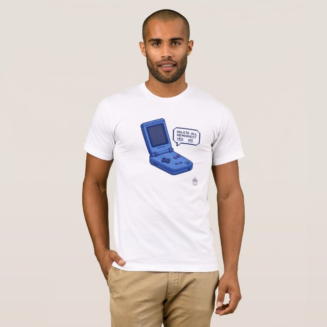 Retro Nintendo Game Boy Advance SP Blå Pixel Art  T Shirt (Hel framsida)