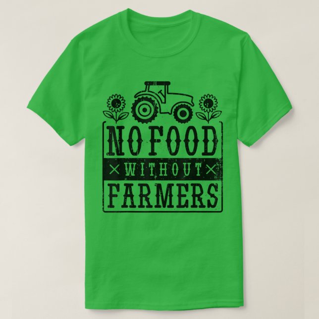 Retro No Food Without Farmers  T Shirt (Design framsida)