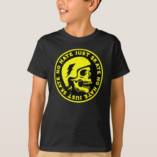 Retro no Hate just Skate Skull T Shirt (Framsida)