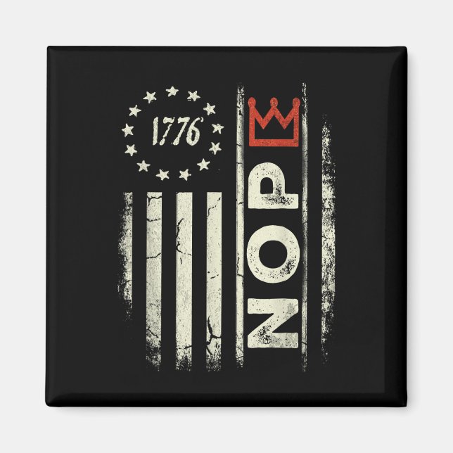 Retro No Kings Protest Sign Vertical American Flag Magnet (Framsidan)