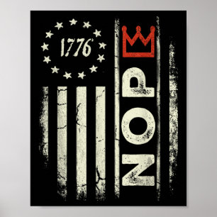 Retro No Kung Protest Sign Lodrät American Flagga Poster