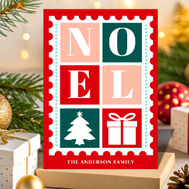 Retro Noel julfrimärksstämpel Helgkort