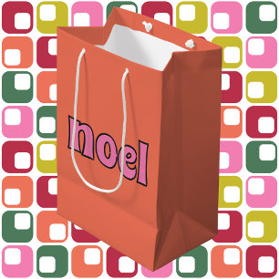 Retro Noel Message 1970s Lettering Rosa Orange